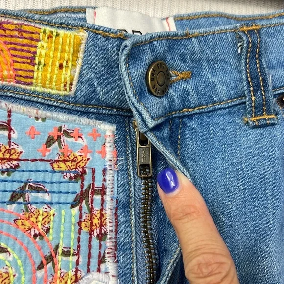 BDG Urban Outfitters Size 29 Patchwork High Rise Flare Jeans Boho Hippie - Picture 9 of 16